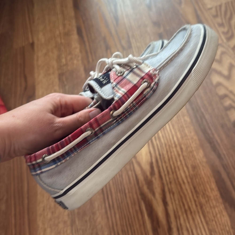 Sperry Plaid White Red Blue Boat Shoes Women’s Size 7.5 — Classic Nautical Style - Picture 4 of 5